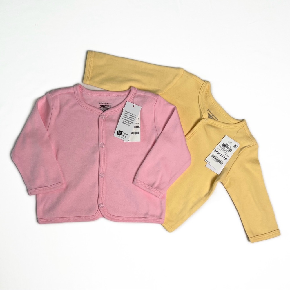 Bundle of 2 NWT | First Impressions Baby Cardigans | Size 3-6M | Yellow/Pink